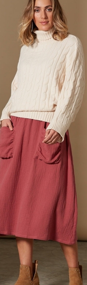 Cosy Soft Cream Cable Knit Relaxed Fit Turtleneck Sweater Jumper NWT - Picture 3 of 13